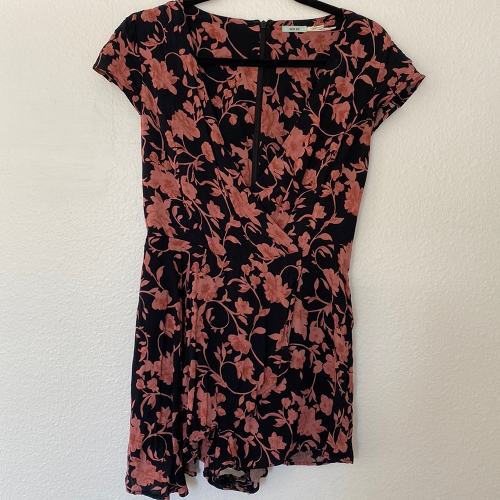 Kimchi Blue Black and Pink Floral Romper